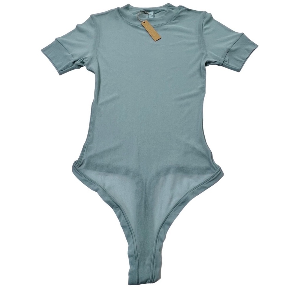 SKIMS Blue Summer Mesh Bodysuit Top